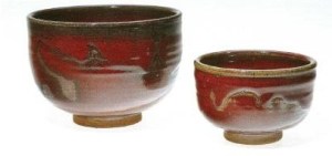 Walter Dexter. Two Bowls. 1970. Stoneware, wax-resist, 9.6 x 14.5 left. Winnipeg Art Gallery, gift of anonymous donor; right 14.4 x 20.5 gift of Mr and Mrs Bernard Naylor