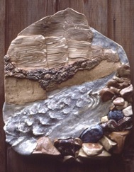 Carol Smeraldo. Figure Eight Rapids: South Nahanni River. 1976. 76 x 74 cm. Stonewares and porcelain. Cone 8 electric.