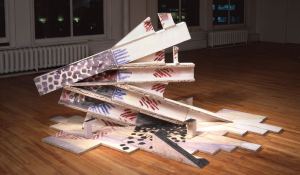 A-M Tremblay. Garuda. 1989. Bétonique, glazes, colloids. 1.5 m. Shown in the exhibition De Davis à Beaufort, un voyage imaginaire. Centre d'exposition Circa, Montreal. Photo: Guy L’Heureux.