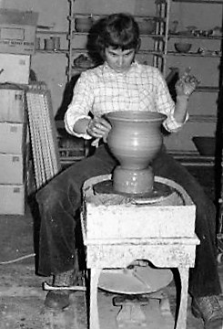 Carol Smeraldo In The 1970s Checking A Pot She Is Throwing