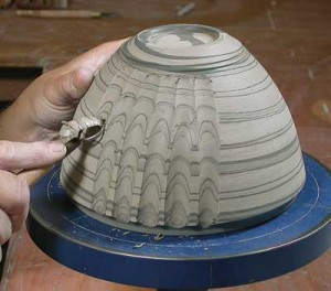 Robin Hopper fluting a bowl