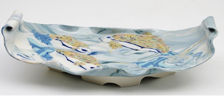 Carol Smeraldo. 2014. Upriver Journey. Murrini translucent porcelain. 10 x 29.2 x 15 cm.