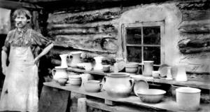 Peter Rupchan With His Pottery