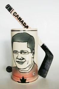 Keith Campbell, #1 (PM Harper), 2012. 20 cm high, c/6 porcelain, air brushed photo stencil and hand painted, thrown and handbuilt, oxidation. Courtesy of the artist.