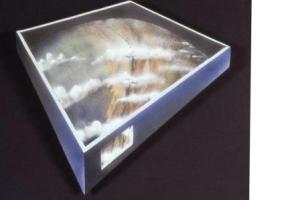 Ann Mortimer, St. Andreas Fault 1990 Clay, slip cast, altered, airbrushed with oxides and glazes, oxidation fired. Approx. 30.0 x 30.0 x 1.5 cm.