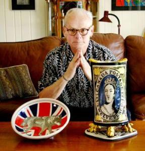 Keith Campbell with his work Wolfe, left, and Canada's Holy Grail .