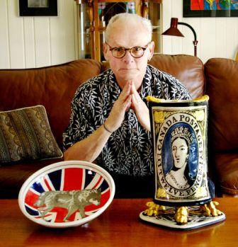 Keith Campbell with his work Wolfe, left, and Canada's Holy Grail .