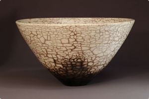 Judy BlakeNaked Raku Bowl, 2000. white earthenware in sawdust, 18 cm h x 33 cm w