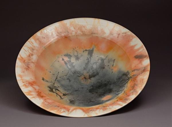 Judy Blake. Saggar fired bowl. [clay and combustibles?] [2012?] . 11.4 x 40.6 cm