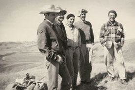 eft to right: Walter Drohan, W. Robert Gibson, Rolf Ungstad, Wlater Dexter, Luke Lindoe. Probably 1953-54.