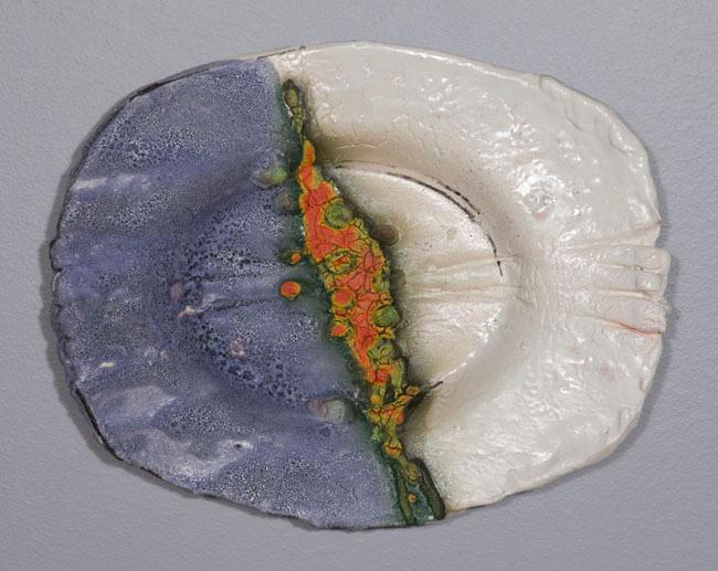 John Chalke. Red Creek Boundary 2009. 22.7x28.4x4.3 cm Multiglazed, multifired clay. Collection of the Alberta Foundation for the Arts.