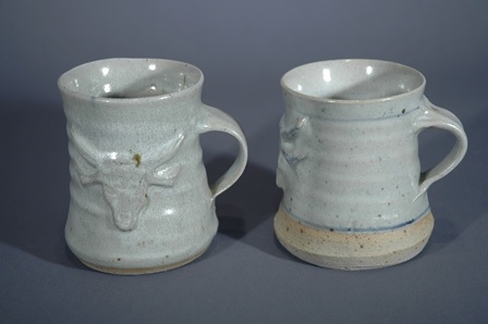 John Chalke. Alberta Beef Mugs, mid 1970s. Glazed stoneware, 10.2x8.9 cm. Exhibited in the Willock and Sax Gallery, Banff