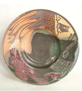 Robin Hopper. Large Plate, B’Oribe Series. 2004. Porcelain Multiple Glaze with iron brushwork and glaze trailing. Gas fired cone 10. 53.3” x 7.6 cm. . Fired At Cone 10 In Reduction. Photo: Judi Dyelle