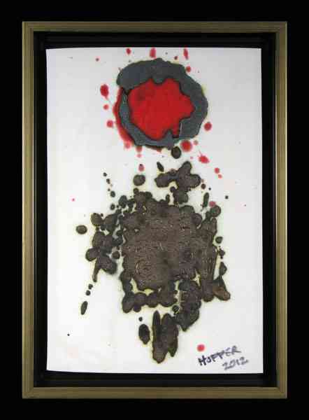 Robin Hopper. Homage to Gottlieb. 2012. Multi fired mid range in Oxidation. Framed 22.9 x 32.4cm.