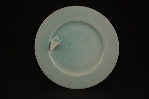 Harlan House. Not Quite Wall Plate 1999. Porcelain with RGM celadon glaze