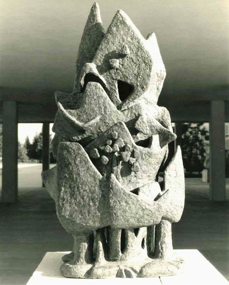 Thomas Kakinuma sculpture – Photo by Ulrich Marotz, date and dimensions unknown. Image courtesy of Emily Carr University of Art and Design Archive,