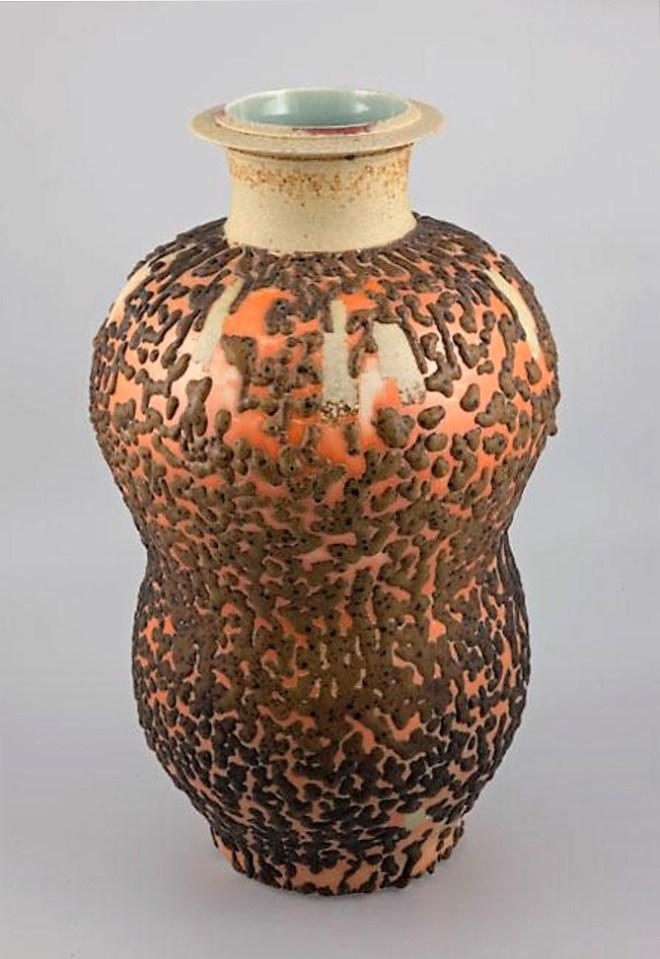 Harlan House. 2002. Untitled Marine Wudi glaze, Huluping, Double Gourd Vase. 45.5 x 27 x 27 cm. Clay. Collection of the Alberta Foundation for the Arts