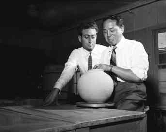 Santo Mignosa and Thomas Kakinuma at UBC, late '50s. Courtesy of Rare Books and Special Collections, University of British Columbia 