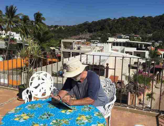 Yours truly, aka Barry Morrison, working on the website in Mexico. Such dedication!