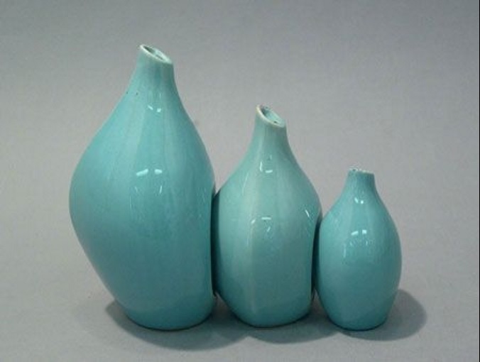 Right. Jean Cartier. Ensemble de salière, poivrière, huilier # C-33(Salt, pepper, oil group). c.1969. Musée Marius-Barbeau. Saint-Joseph-de-Beauce.