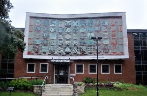 Jordi Bonet with Jean Cartier. 1957. Hotel de Ville Sur Richelieu. First mural of Jordi Bonet with Jean Cartier. Source: http://patpooo.blogspot.ca/