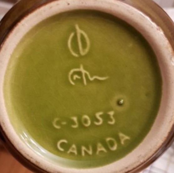 Jean Cartier Design Signature with Ceramique de Beauce icon , production line tag “C-3055” and “Canada”. Probably for sale outside of Quebec.