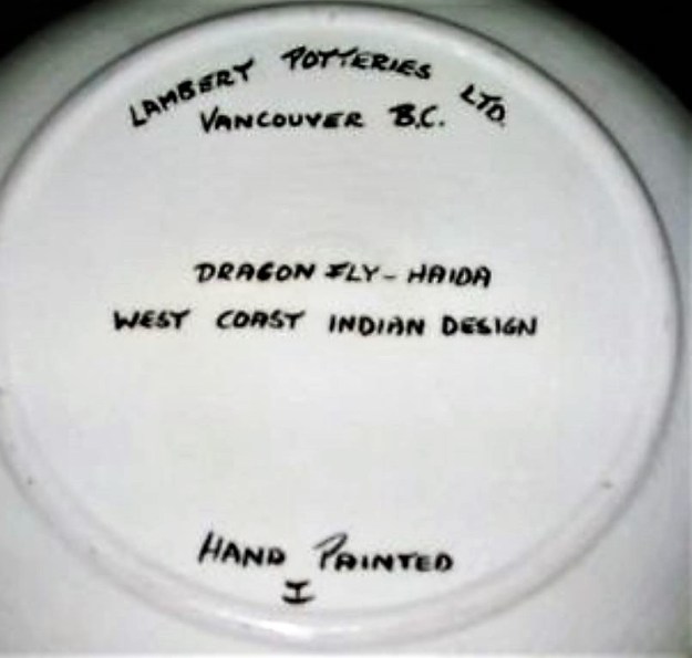 Lambert Potteries Ltd, with location, title, production number, “HAND PAINTED” designation, and designer’s initial/mark, on a recessed base.