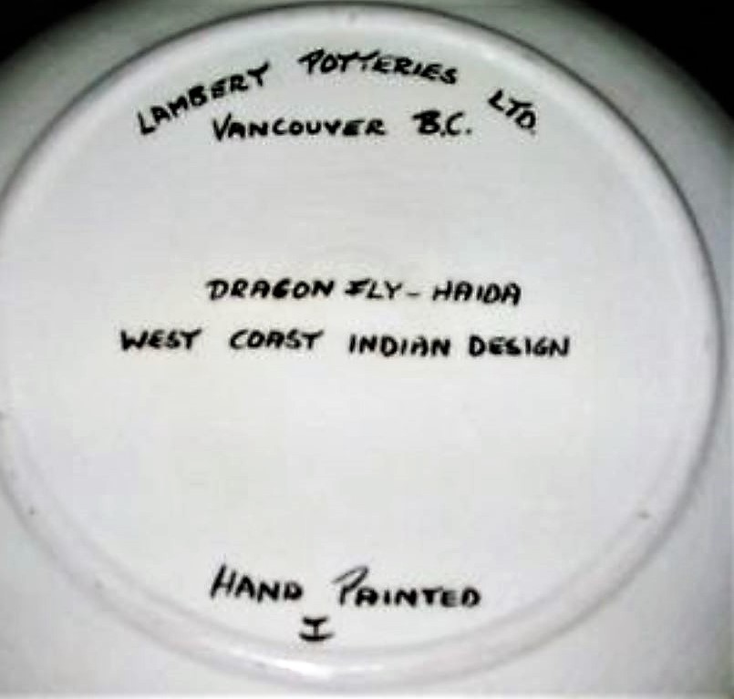 Lambert Potteries Ltd, with location, title, production number, “HAND PAINTED” designation, and designer’s initial/mark, on a recessed base.