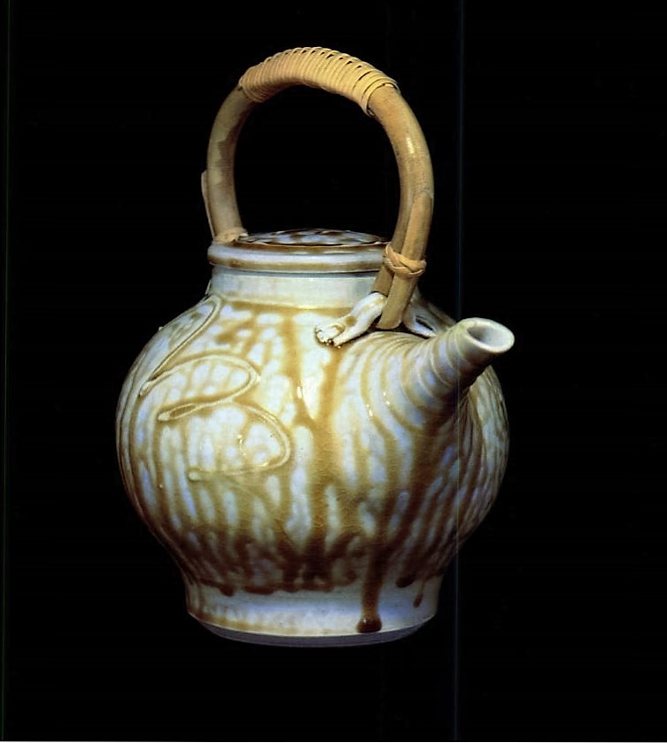 Barbara Tipton. 1980. Teapot. 22.9 cm high. (porcelain) Oxidation fired, ash glaze. Illustrated in Ceramics Monthly, September 1980.