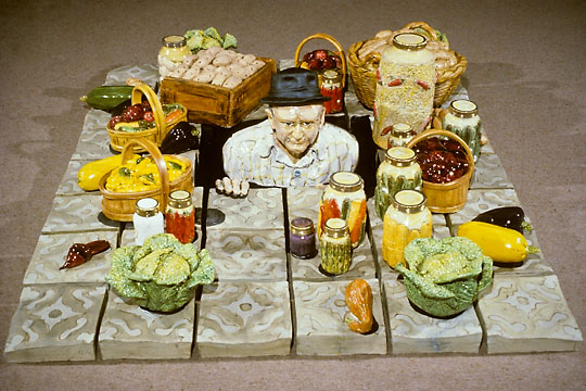 Victor Cicansky. Root Cellar. Clay, glaze. 213.4 x 152.4 x 61 cm. 1982