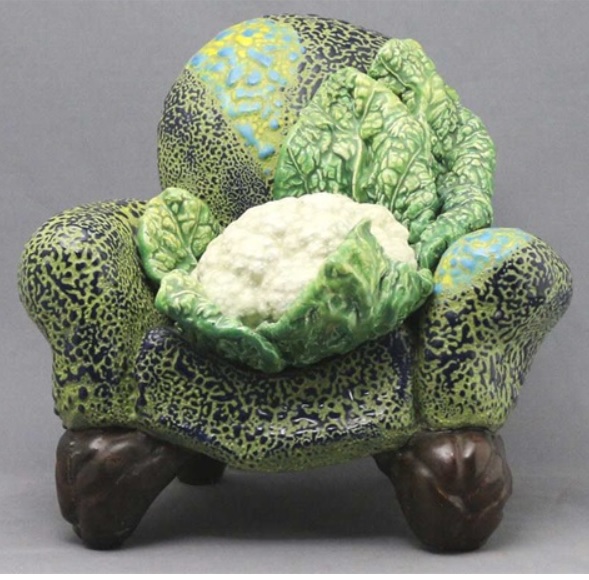 Victor Cicansky. 1988.:Cauliflower in repose. Glazed clay.26.7 x 30.5 x 25.4 cm