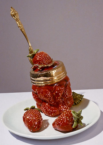 Victor Cicansky. Delectable Dish of strawberries. Clay, glaze. 20.3 x 25.4 x 21 cm. 1988