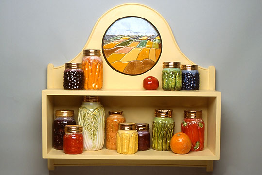 Victor Cicansky. 2000. Colour Fields Pantry. Clay, glaze, wood, paint .86.4 x 66 x 17.8 cm.
