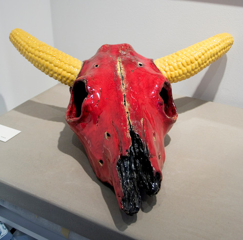 Victor Cicansky. Red Corn Bison, clay. glaze.48.3 x 52.1 x 19.1 cm. 2003