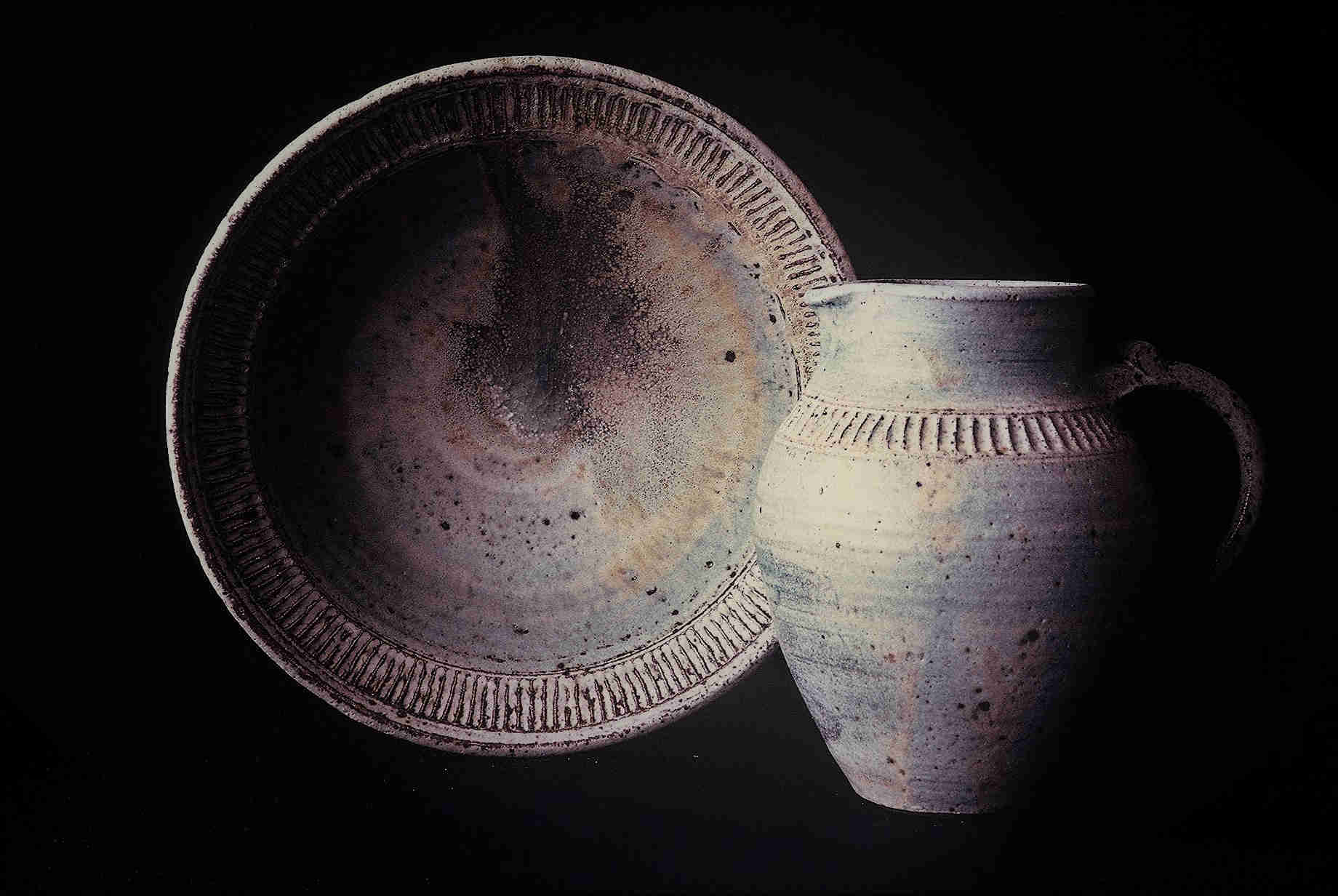 Valerie Metcalfe. c. 1978. Pitcher and Bowl set. Bowl 40.6 cm. w., Pitcher 33 cm. h.