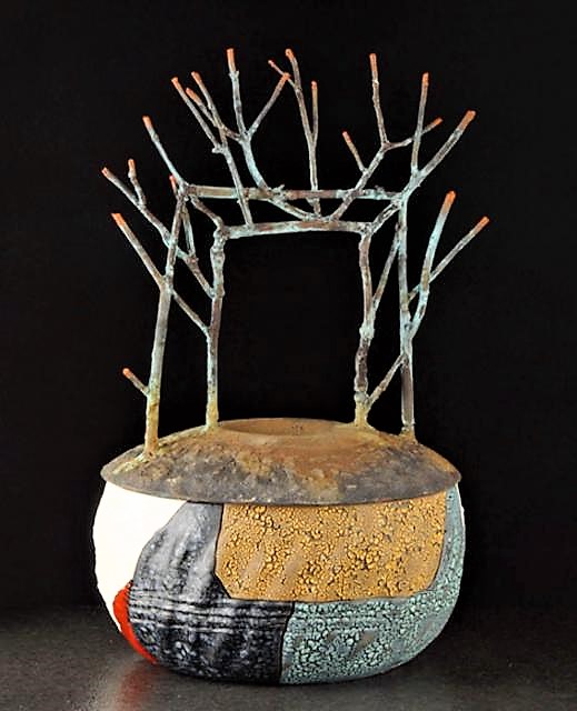 Peter Powning. Fecund Branch Vessel. 2008. 38.1 x 34.3 x 58.4 cm. clay and bronze.