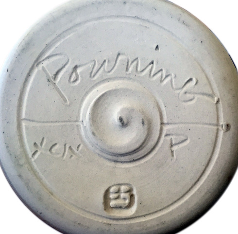 Peter Powning. Chop, signature and firing/test data? within a base-circle. 1999.. XCIX = 1999; The “P” = porcelain.