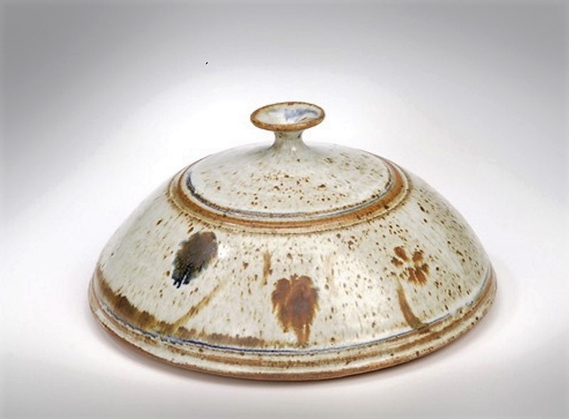 Donn Zver. 1970. Bottle Form. Sheridan College. oatmeal glaze in stoneware, 15.2 x 30.5 cm.