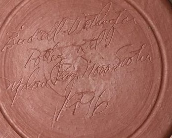 Birdsall-Worthington incised script signature on the base: “Birdsall-Worthington Pottery Ltd. Manone Bay, Nova Scotia 1996”