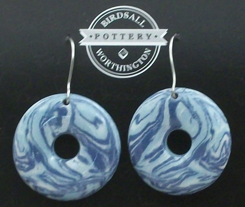 Birdsall-Worthington Marble Disc-Drop Earrings