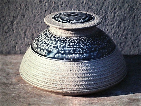 Tim Worthington, 1973, Cone 10 Stoneware, Salt glazed. This was a Nova Scotian stoneware clay. This is pre grad school.