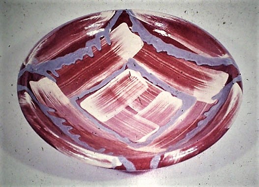 Tim Worthington, 1976, Cone 03 Earthenware, Brushed and trailed slips and transparent glaze. This bowl was from my grad show which was all done in earthenware,