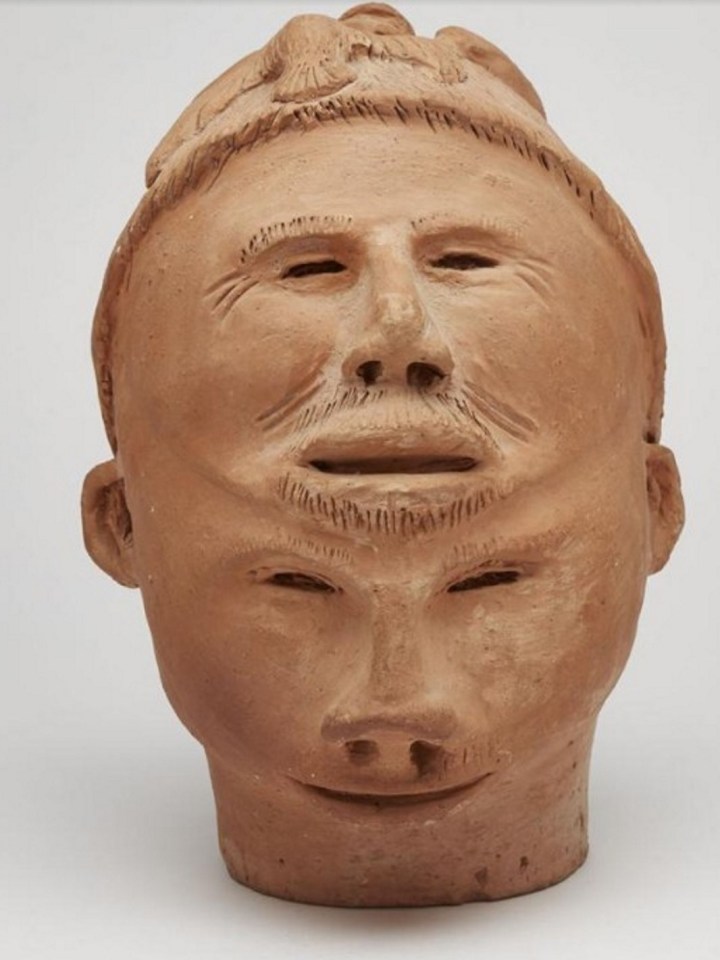 Pie Kukshout: Bust with Animals and Human Faces, No Date; Ceramic, 24.1 × 22.9 × 22.9 cm. Photo: Madrona Gallery