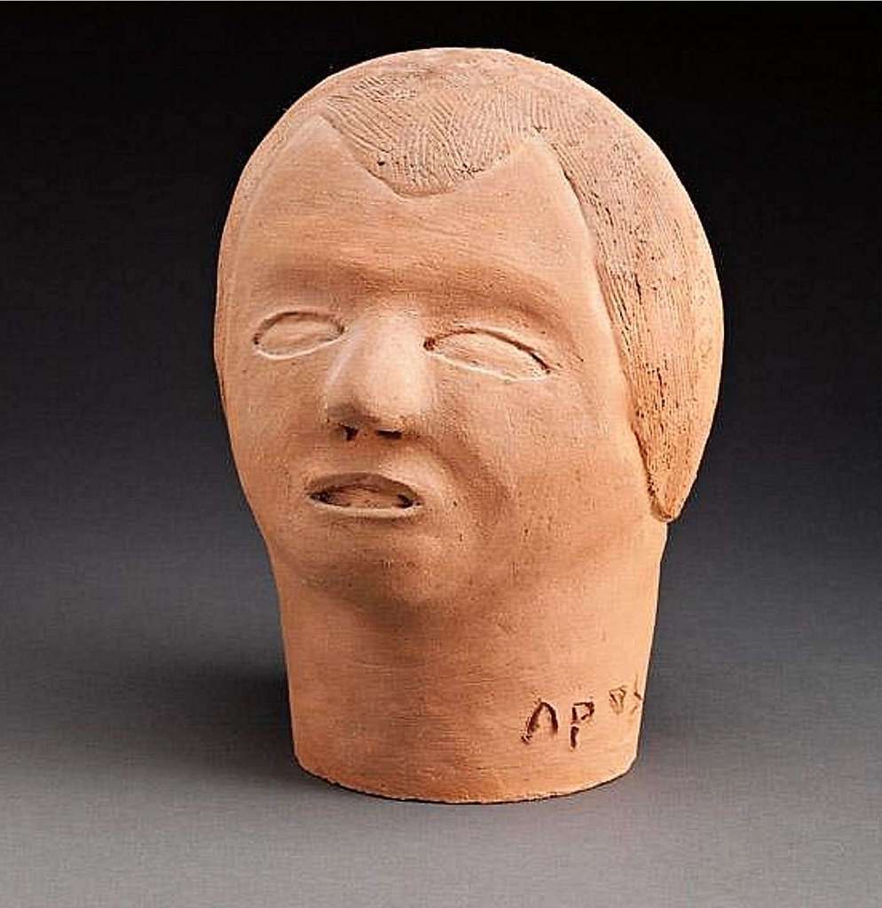 Eli Tikeayak (1933-1996). Rankin Inlet, Head. mid-late 1960s, Ceramic, 21.6 x 14.6 x 16.5 cm, Signed in syllabics