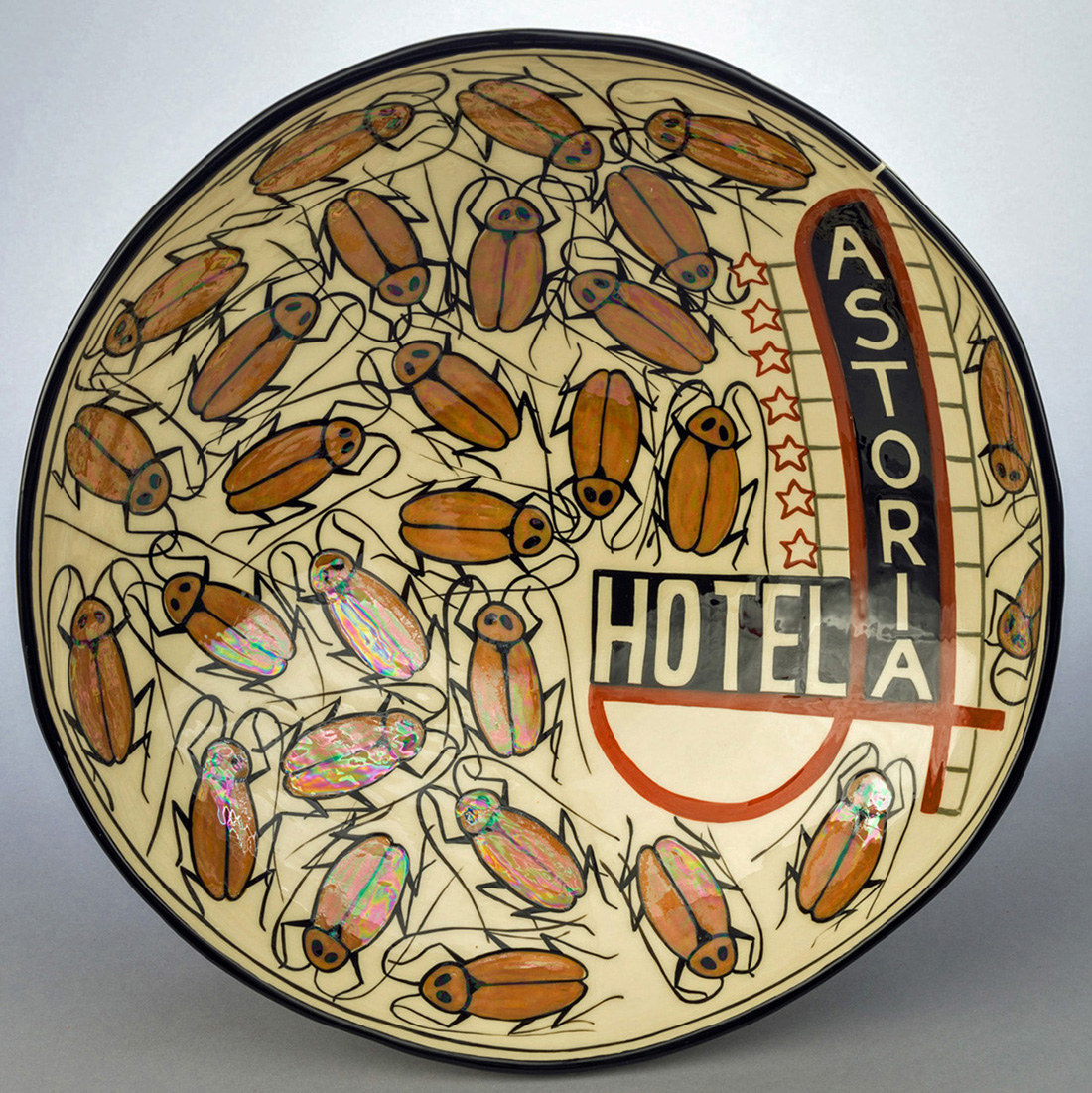 Judy Chartrand. If This is What You Call “Being Civilized” I’d rather go back to Being a “Savage,” Astoria Hotel, 2003, clay, glaze, 11.4 x 33 cm, Rennie Collection. Photo: Alina Ilyasova.